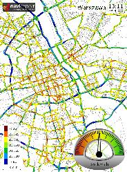 Mapa aktualnych prędkości w Warszawie i innych miastach
